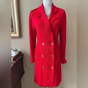 St. John Vintage Red Santana Knit Long Sleeve Dress Double Breast Blazer Size 4